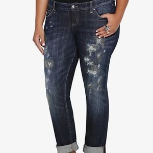 Torrid premium boyfriend Jean dark with gold